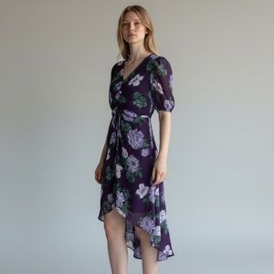 NEW cottagecore High-Low Purple Floral Dress Size Small